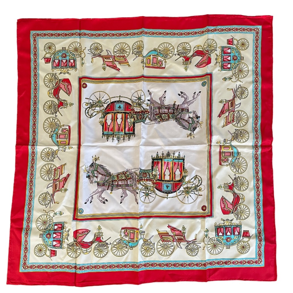 Vintage Hermes Silk Scarf Horse Carriage 1980s